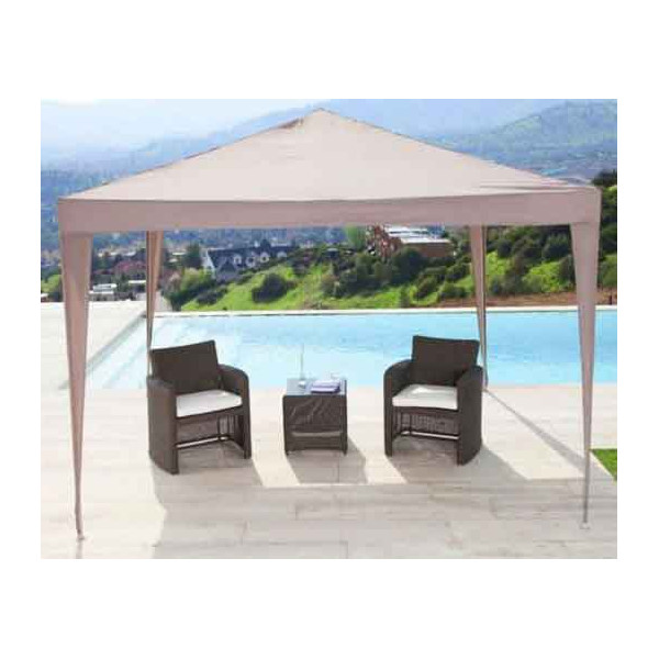 Gazebo 3 x 3 estructura metal taupe poliest pleg jard-2053470