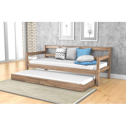 Cama marinera con respaldo y auxiliar madera maciza