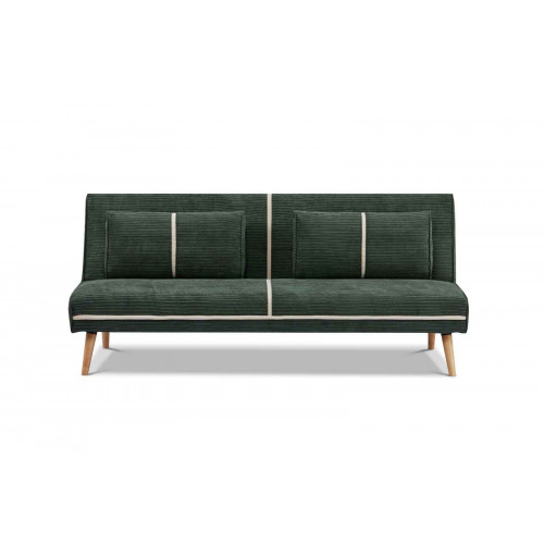 Sofa cama estructura de madera y dos almohadones verde