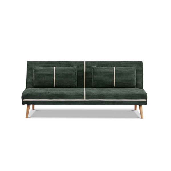 Sofa cama estructura de madera y dos almohadones verde